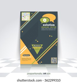 A4 Flyer and Brochure. World Map and Catalog Cover, Corporate Leaflet and Background Design