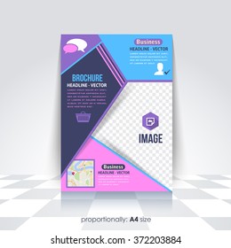 A4 Flyer and Business Concept Brochure Design. Multicolored Background, Catalog Cover Template, Corporate Leaflet Template