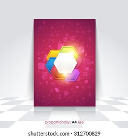 A4 Flyer, Cover Template, Brochure. Abstract Geometric Background
