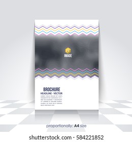 A4 Flyer Document and Vector Background. Corporate Leaflet, Textbook Cover. Image Add Feature Print Ready Business Pamphlet Design, Multicolored Brochure, Booklet Template