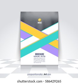 A4 Flyer Document and Vector Background. Corporate Leaflet, Textbook Cover. Image Add Feature Print Ready Business Pamphlet Design, Multicolored Brochure, Booklet Template