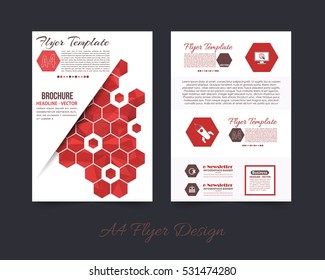 A4 Flyer Low Poly Brochure, Document and Vector Background. Corporate Leaflet, Textbook Cover Design. Print Ready Business Pamphlet or Polygonal Booklet Template