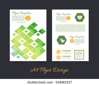A4 Flyer Low Poly Brochure, Document and Vector Background. Corporate Leaflet, Textbook Cover Design. Print Ready Business Pamphlet or Polygonal Booklet Template