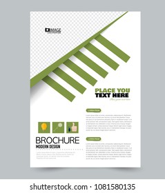 A4 flyer template. Abstract brochure design for business, education, school, presentation, advertisement. Vector illustration. Green color.