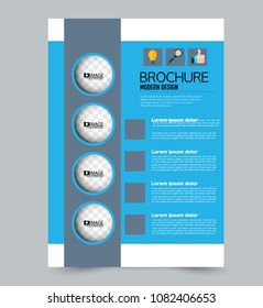 A4 flyer template. Abstract brochure design for business, education, school, presentation, advertisement. Vector illustration. Blue color.
