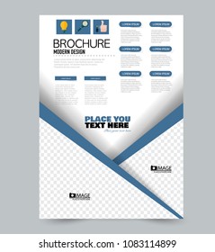 A4 flyer template. Abstract brochure design for business, education, school, presentation, advertisement. Vector illustration. Blue color.