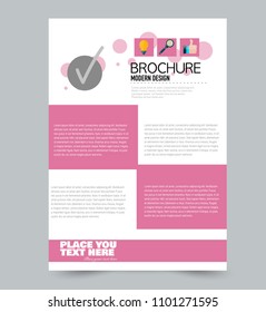A4 flyer template. Abstract brochure design for business, education, school, presentation, advertisement. Vector illustration. Pink color.