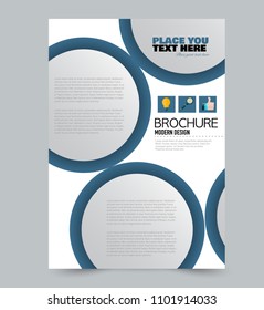 A4 flyer template. Abstract brochure design for business, education, school, presentation, advertisement. Vector illustration. Blue color.