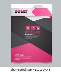 A4 flyer template. Abstract brochure design for business, education, school, presentation, advertisement. Vector illustration. Black and pink color.
