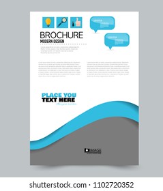 A4 flyer template. Abstract brochure design for business, education, school, presentation, advertisement. Vector illustration. Blue color.