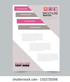 A4 flyer template. Abstract brochure design for business, education, school, presentation, advertisement. Vector illustration. Pink color.