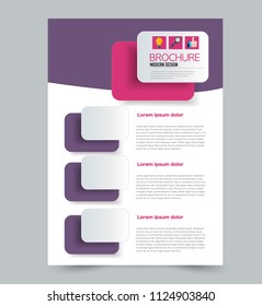 A4 flyer template. Abstract brochure design for business, education, school, presentation, advertisement. Vector illustration. Purple and pink color.