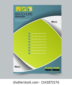 A4 flyer template. Abstract brochure design for business, education, school, presentation, advertisement. Vector illustration. Green color.