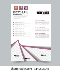 A4 flyer template. Abstract brochure design for business, education, school, presentation, advertisement. Vector illustration. Pink color.