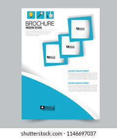 A4 flyer template. Abstract brochure design for business, education, school, presentation, advertisement. Vector illustration. Blue color.