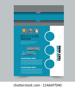 A4 flyer template. Abstract brochure design for business, education, school, presentation, advertisement. Vector illustration. Blue color.