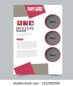 A4 flyer template. Abstract brochure design for business, education, school, presentation, advertisement. Vector illustration. Red and brown color.