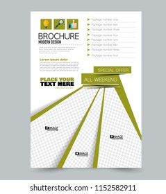 A4 flyer template. Abstract brochure design for business, education, school, presentation, advertisement. Vector illustration. Green color.