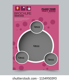 A4 flyer template. Abstract brochure design for business, education, school, presentation, advertisement. Vector illustration. Pink color.