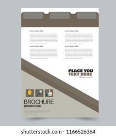 A4 flyer template. Abstract brochure design for business, education, school, presentation, advertisement. Vector illustration. Brown color.