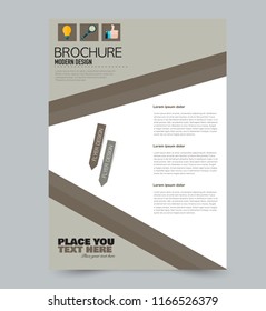 A4 flyer template. Abstract brochure design for business, education, school, presentation, advertisement. Vector illustration. Brown color.