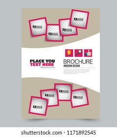 A4 flyer template. Abstract brochure design for business, education, school, presentation, advertisement. Print out poster out annual report cover. Vector illustration. Pink color.