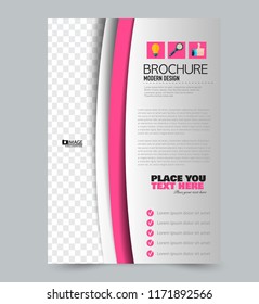 A4 flyer template. Abstract brochure design for business, education, school, presentation, advertisement. Print out poster out annual report cover. Vector illustration. Pink color.