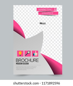 A4 flyer template. Abstract brochure design for business, education, school, presentation, advertisement. Print out poster out annual report cover. Vector illustration. Pink color.