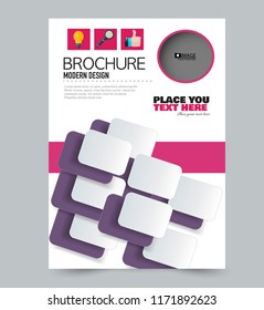A4 flyer template. Abstract brochure design for business, education, school, presentation, advertisement. Print out poster out annual report cover. Vector illustration. Pink and purple color.