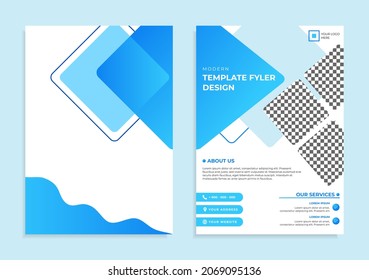 a4 flyer template with blue and gradient blue color. Can be used for Flyer, Pamflet, Magazine, Poster, Company Portfolio, Modern Layout. Editabled and organized layers