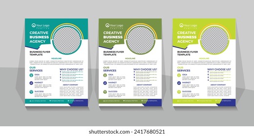 a4 flyer template, modern template, in 3 color, and modern design, perfect for creative professional business