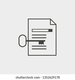 A4, folder, key, outline, icon. Web Development Vector Icon. Element of simple symbol for websites, web design, mobile app, infographics. Line symbol for website design