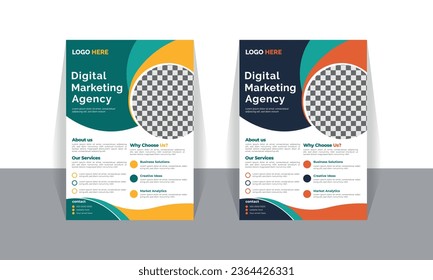 A4 format flyer for corporate business advertising vector abstract design, Corporate Business Flyer background, two colors scheme,  Minimal and Creative Business Flyer Design
