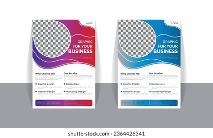 A4 format flyer for corporate business advertising vector abstract design, Corporate Business Flyer background, two colors scheme,  Minimal and Creative Business Flyer Design
