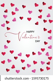 A4 format, Valentine's Day vector poster or banner with heart elements on the white color background.