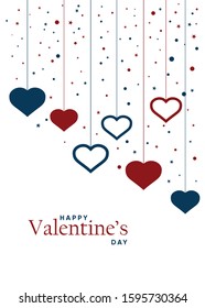 A4 format, Valentine's Day vector poster or banner with heart, circle and star elements on the white color background.