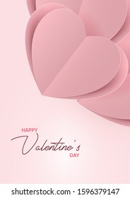 A4 format, Valentine's Day vector poster or banner with heart elements on the pink color background.