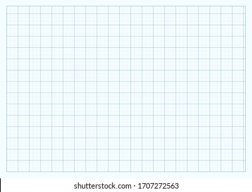 A4 format vector grid mock-up template illustration. Can be used for technical design and notes. Lines are not expanded.  Horizontal oriented pattern background made in proportional size. 