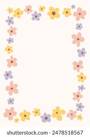 A4 frame with pastel flower. Perfect as a photo frame, for scrapbooking, postcards, posters, invitation cards.