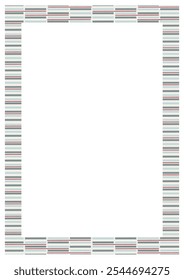 A4 Frame of vertical multicolored stripes. Drawing for trendy design with basic shapes.