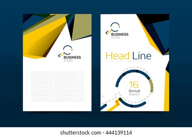 A4 primeira página identidade empresarial para relatório anual, folheto corporativo e fundo geométrico abstrato com título
