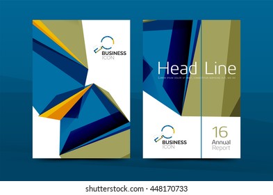 A4 front page business identity for annual report, Corporate brochure leaflet and abstract geometric background with headline
