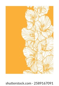 A4 gladiolus illustration. Vector graphic asset for print projects with hand drawn autumn flowers. Dia de los Muertos botanical highly detailed and quality flower print.