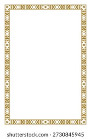 A4 gold vintage frame in Art Deco style. Perfect for a certificate, wedding invitation or other card. Version 7. Vector illustration