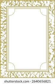 A4 golden frame with rough handwritten texture. Version 6. Vector illustration