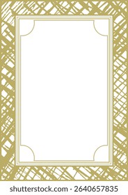A4 golden frame with rough handwritten texture. Version 4. Vector illustration
