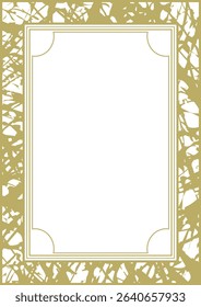 A4 golden frame with rough handwritten texture. Version 5. Vector illustration