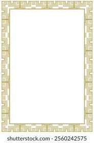 A4 golden frame with vintage geometric ornament. Version 3. Vector illustration