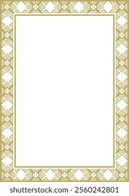 A4 golden frame with vintage geometric ornament. Vector illustration