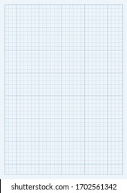 A4 grid mock up vector illustration. Blue lines vector checkered structure design. Sheet template with editable lines and grid area. Vertical oriented pattern background made in proportional size.